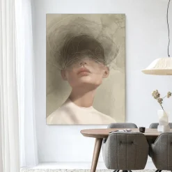 Hot Urban Cotton Wandkleed Blind Mist in maat en frame naar keuze