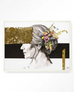 Best Urban Cotton Wandkleed Blooming In Gold in maat en frame naar keuze