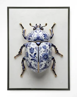 Discount Urban Cotton Wandkleed Blue Beatle in maat en frame naar keuze