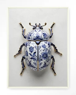 Discount Urban Cotton Wandkleed Blue Beatle in maat en frame naar keuze