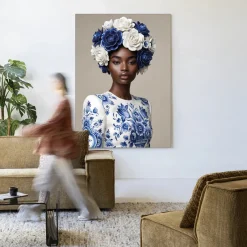 Urban Cotton Wandkleed Blue Duchess in maat en frame naar keuze