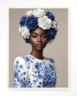 Urban Cotton Wandkleed Blue Duchess in maat en frame naar keuze