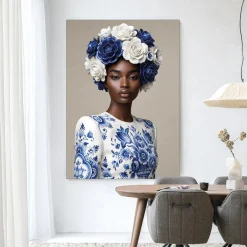 Urban Cotton Wandkleed Blue Duchess in maat en frame naar keuze