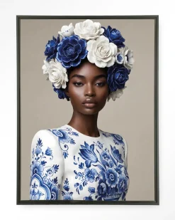 Urban Cotton Wandkleed Blue Duchess in maat en frame naar keuze