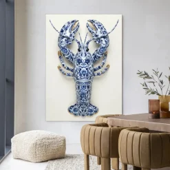 Clearance Urban Cotton Wandkleed Blue Lobster in maat en frame naar keuze