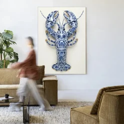 Clearance Urban Cotton Wandkleed Blue Lobster in maat en frame naar keuze