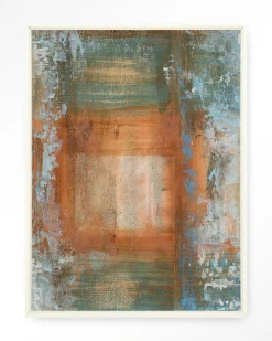 New Urban Cotton Wandkleed Blue Ocker Abstract 1 in maat en frame naar keuze