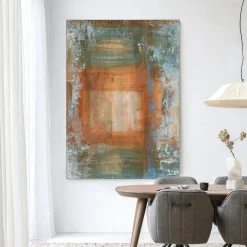 New Urban Cotton Wandkleed Blue Ocker Abstract 1 in maat en frame naar keuze