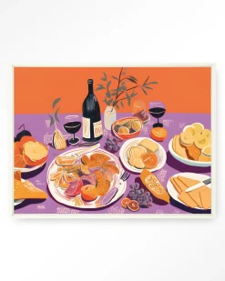 Discount Urban Cotton Wandkleed Burgundian Table in maat en frame naar keuze