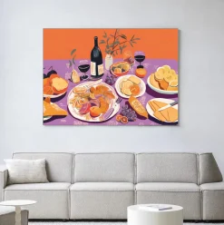 Discount Urban Cotton Wandkleed Burgundian Table in maat en frame naar keuze