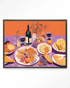 Discount Urban Cotton Wandkleed Burgundian Table in maat en frame naar keuze