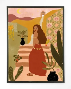 Discount Urban Cotton Wandkleed Caribbean Night in maat en frame naar keuze