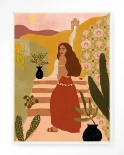 Discount Urban Cotton Wandkleed Caribbean Night in maat en frame naar keuze