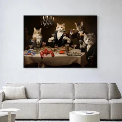 Clearance Urban Cotton Wandkleed Cat Supper in maat en frame naar keuze