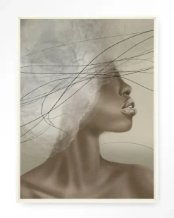 Clearance Urban Cotton Wandkleed Cloudy Thoughts in maat en frame naar keuze
