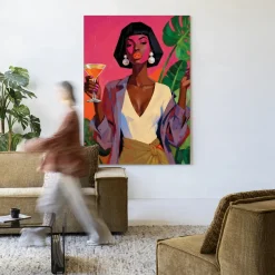 Discount Urban Cotton Wandkleed Club Tropicana in maat en frame naar keuze