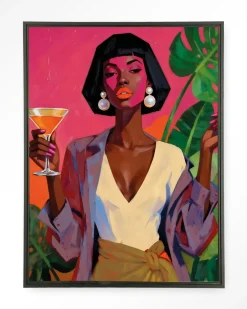 Discount Urban Cotton Wandkleed Club Tropicana in maat en frame naar keuze