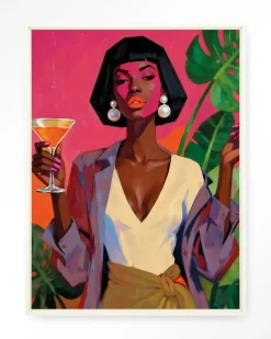 Discount Urban Cotton Wandkleed Club Tropicana in maat en frame naar keuze