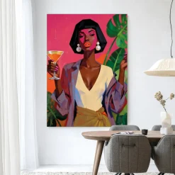 Discount Urban Cotton Wandkleed Club Tropicana in maat en frame naar keuze