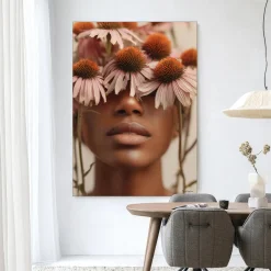 Clearance Urban Cotton Wandkleed Coneflower in maat en frame naar keuze