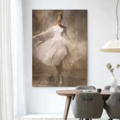 Urban Cotton Wandkleed Dancing Ballerina in maat en frame naar keuze