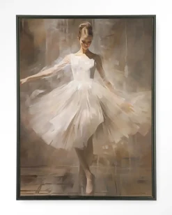 Urban Cotton Wandkleed Dancing Ballerina in maat en frame naar keuze