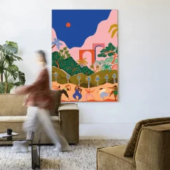 Outlet Urban Cotton Wandkleed Dancing In Paradise in maat en frame naar keuze