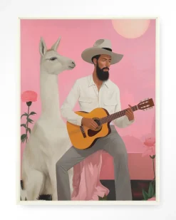 Online Urban Cotton Wandkleed Delilah Lama in maat en frame naar keuze