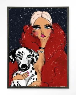 Clearance Urban Cotton Wandkleed Dotted Doggy in maat en frame naar keuze