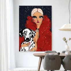 Clearance Urban Cotton Wandkleed Dotted Doggy in maat en frame naar keuze