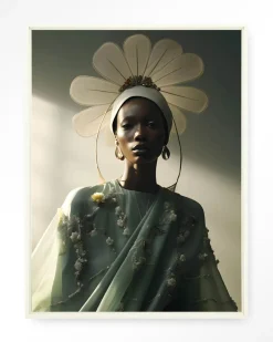 Clearance Urban Cotton Wandkleed Editorial Flower in maat en frame naar keuze