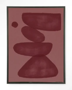 Discount Urban Cotton Wandkleed Elementa Burgundy 2 in maat en frame naar keuze