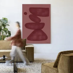 Discount Urban Cotton Wandkleed Elementa Burgundy 2 in maat en frame naar keuze