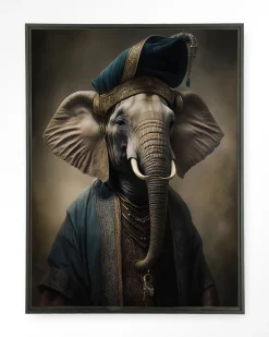 Sale Urban Cotton Wandkleed Elephant in maat en frame naar keuze