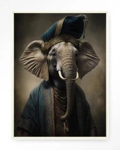 Sale Urban Cotton Wandkleed Elephant in maat en frame naar keuze