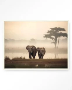 Online Urban Cotton Wandkleed Elephant Mother in maat en frame naar keuze