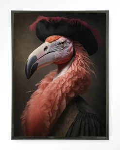 New Urban Cotton Wandkleed Flamingo in maat en frame naar keuze