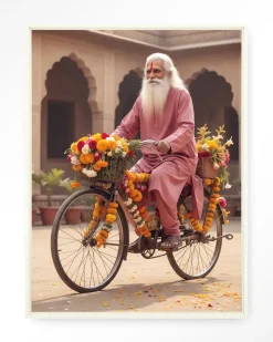 Urban Cotton Wandkleed Flower Bike in maat en frame naar keuze