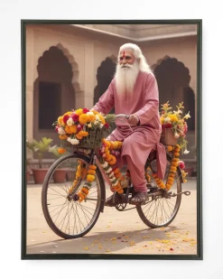 Urban Cotton Wandkleed Flower Bike in maat en frame naar keuze