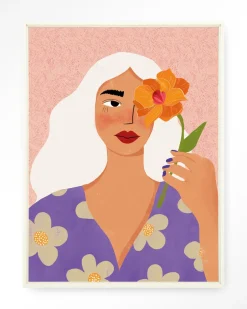 Sale Urban Cotton Wandkleed Flower Girly in maat en frame naar keuze