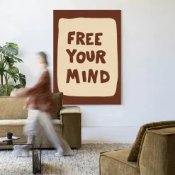 Clearance Urban Cotton Wandkleed Free Your Mind in maat en frame naar keuze