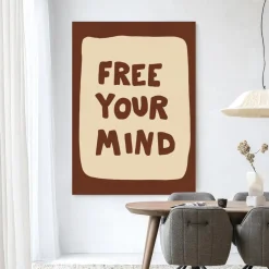 Clearance Urban Cotton Wandkleed Free Your Mind in maat en frame naar keuze