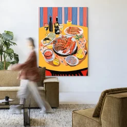 Clearance Urban Cotton Wandkleed Fruits De Mer in maat en frame naar keuze