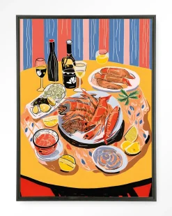 Clearance Urban Cotton Wandkleed Fruits De Mer in maat en frame naar keuze