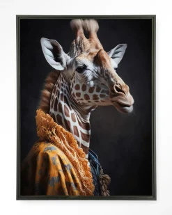 Clearance Urban Cotton Wandkleed Giraffe in maat en frame naar keuze