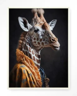 Clearance Urban Cotton Wandkleed Giraffe in maat en frame naar keuze