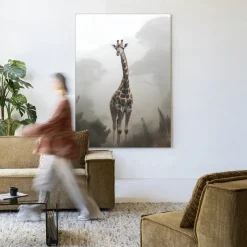 Urban Cotton Wandkleed Giraffe Mist in maat en frame naar keuze