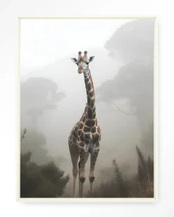 Urban Cotton Wandkleed Giraffe Mist in maat en frame naar keuze