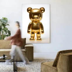 Urban Cotton Wandkleed Golden Teddybear in maat en frame naar keuze