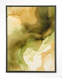 New Urban Cotton Wandkleed Green Flow in maat en frame naar keuze